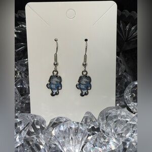 Silver and Blue Mascot Earrings North Carolina Tar Heel State fishhooks